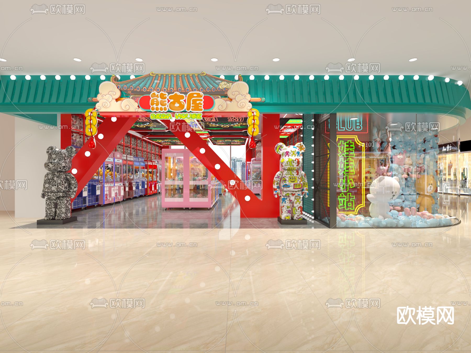 现代娱乐城 抓娃娃店3d模型