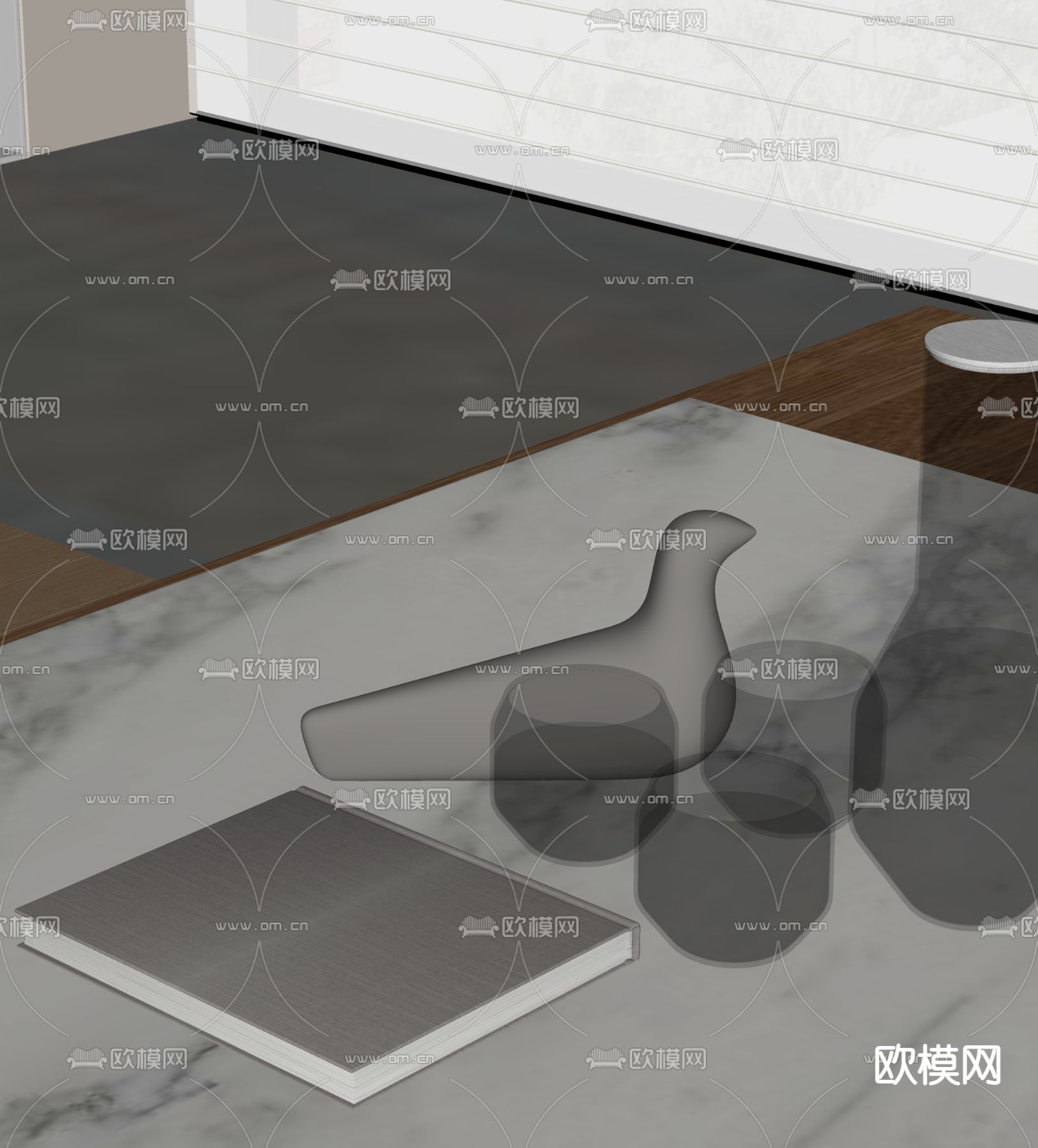 水杯 酒杯 书本su模型下载（渲染图1）