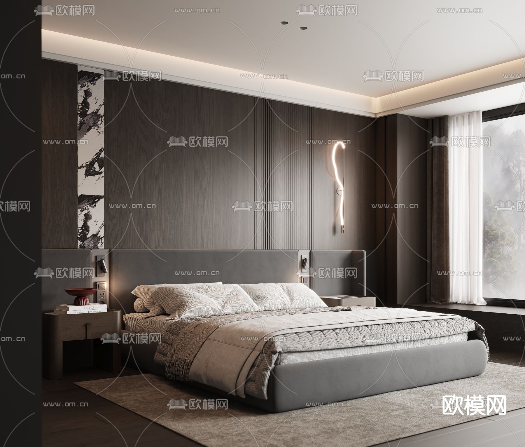 Minotti 卧室 主人房su模型下载（渲染图2）