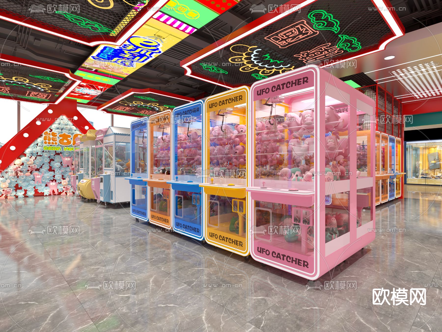 现代娱乐城 抓娃娃店3d模型
