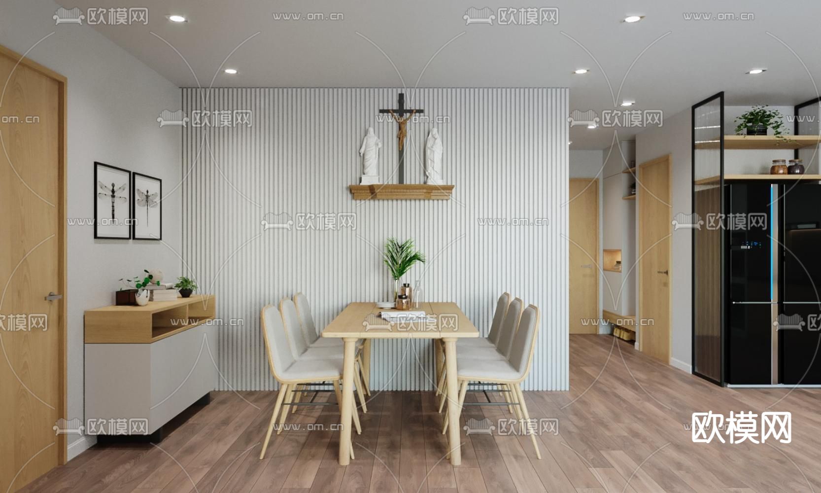 北欧客餐厅3d模型下载（渲染图2）