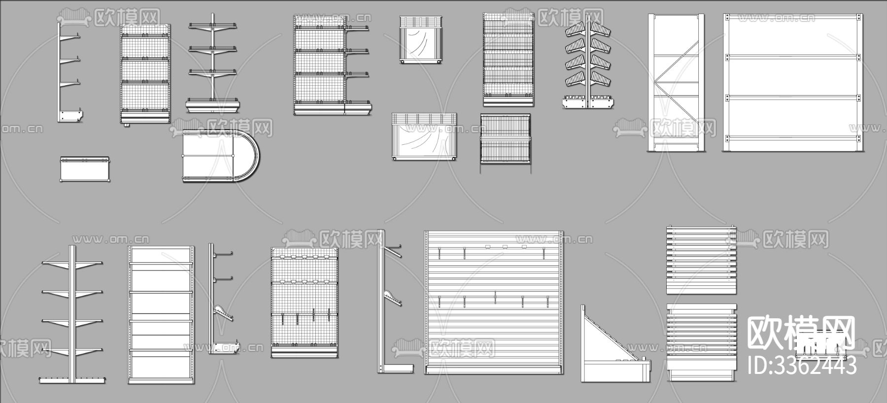 货架cad图库下载（渲染图1）