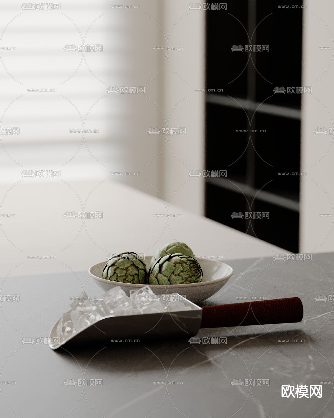 果盘 水果 托盘 铲冰刀su模型下载（渲染图2）