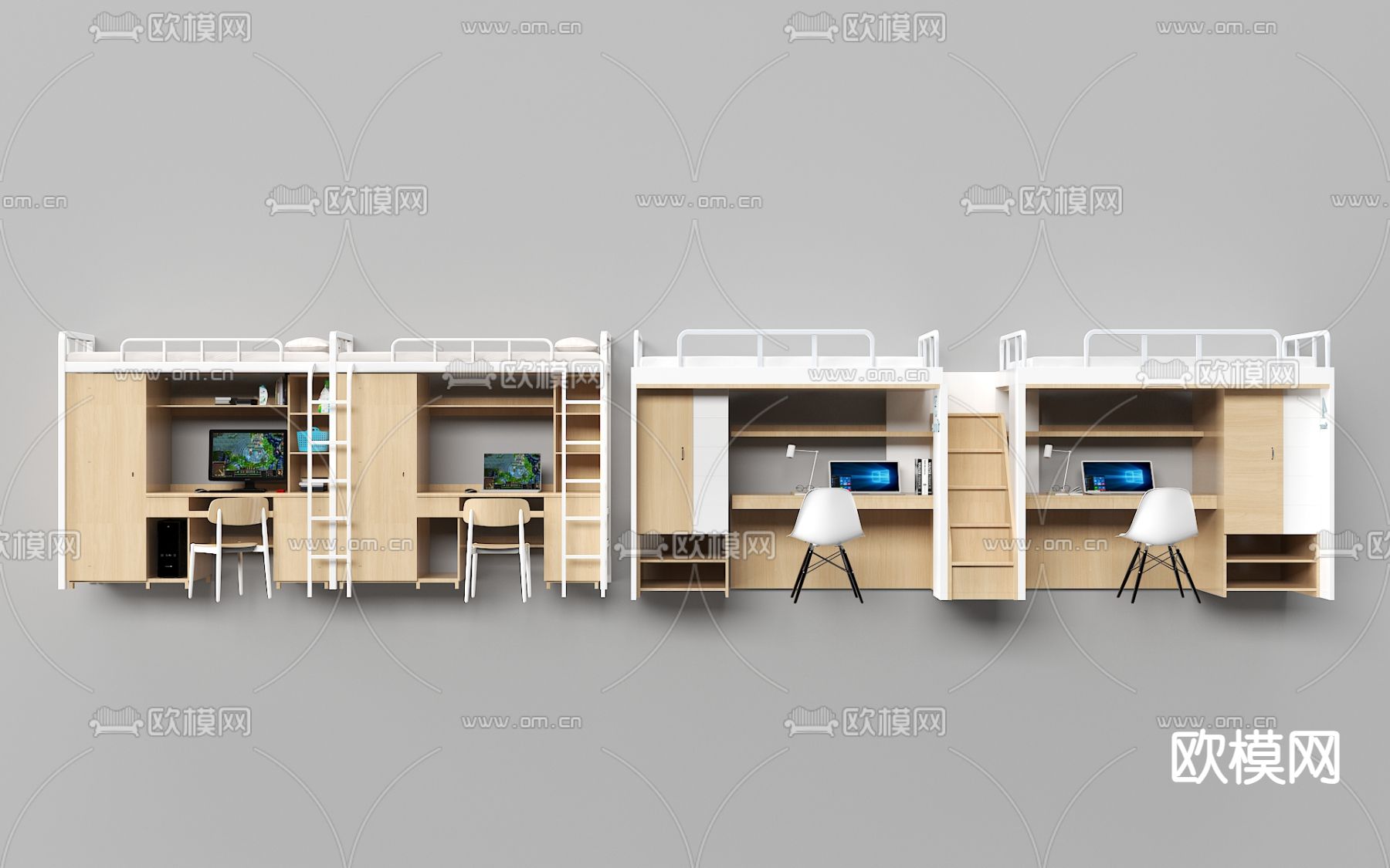 宿舍床 上下床 高低床3d模型下载