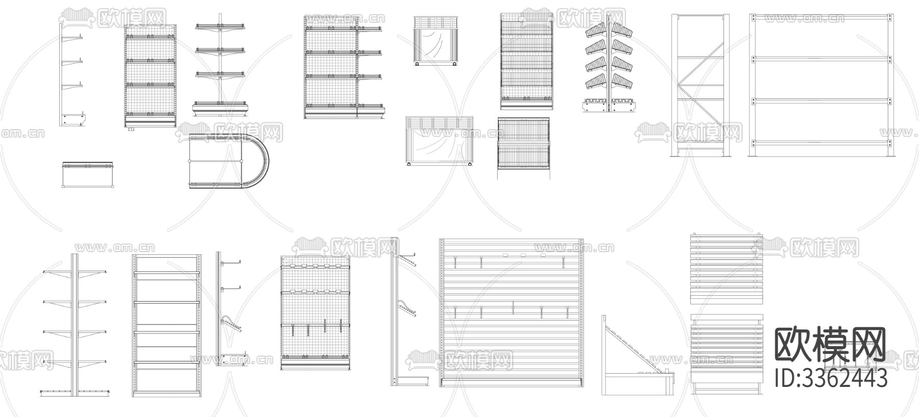 货架cad图库下载（渲染图2）