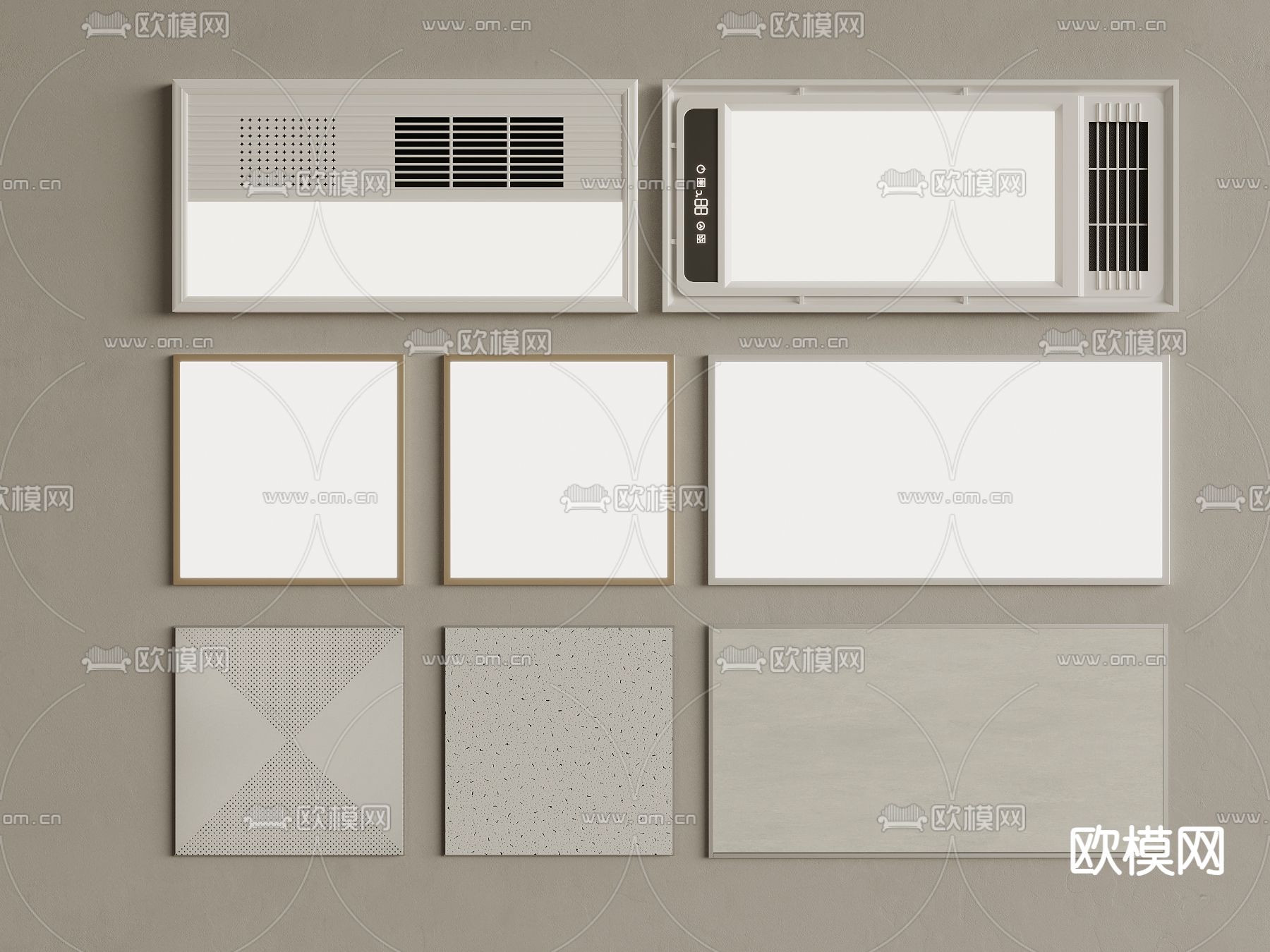 集成吊顶 铝扣板浴霸 平板灯su模型下载（渲染图2）