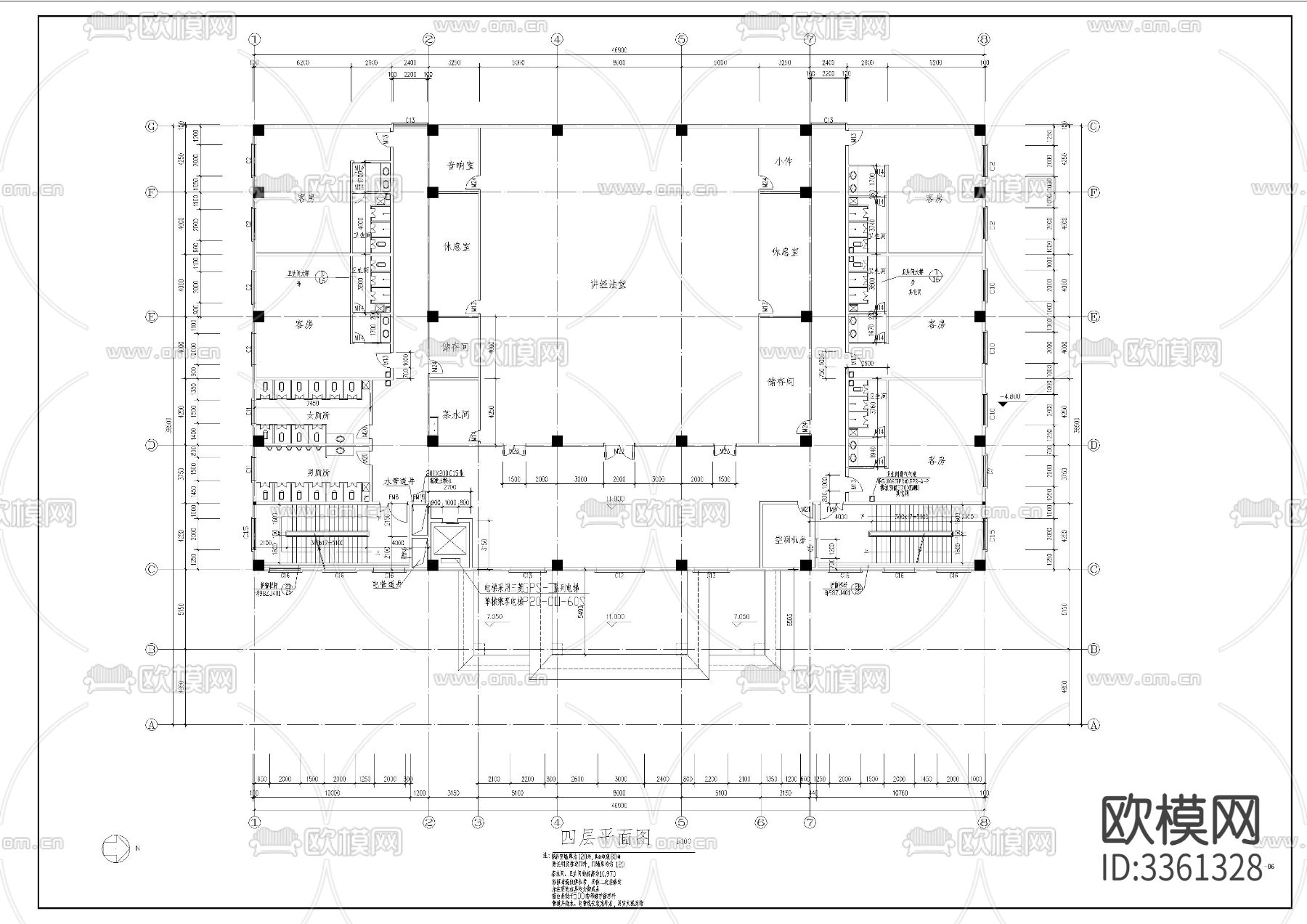 静音寺建筑CAD施工图下载（渲染图3）
