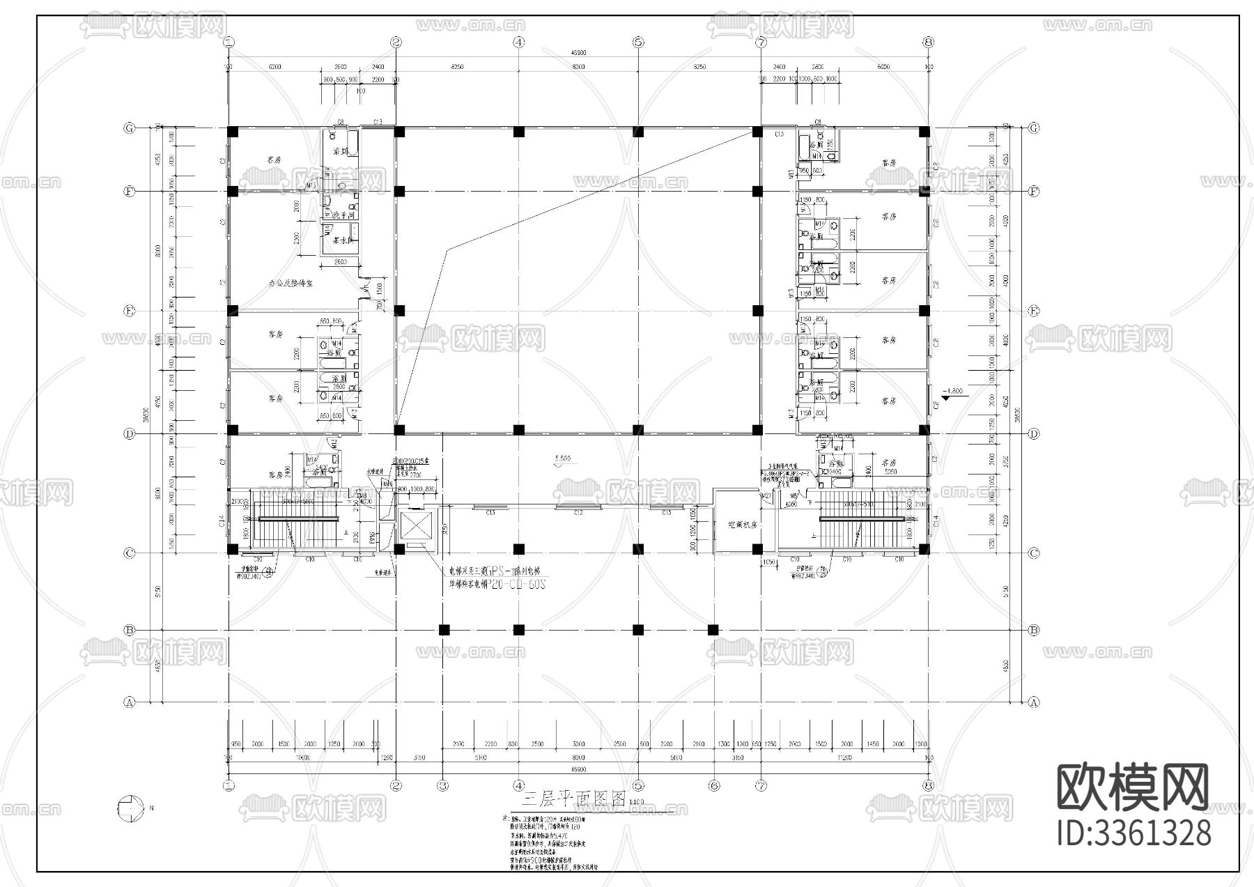 静音寺建筑CAD施工图下载（渲染图6）