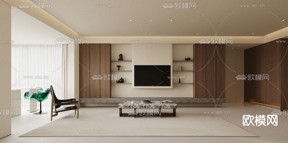 中古风客餐厅3d模型下载(渲染图2)