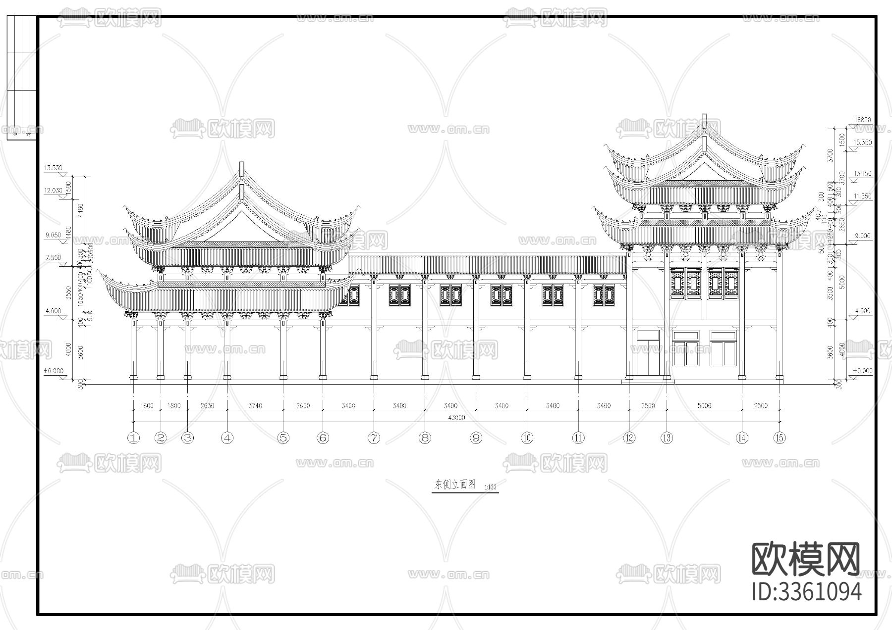 古建筑祠堂戏台CAD施工图下载（渲染图6）