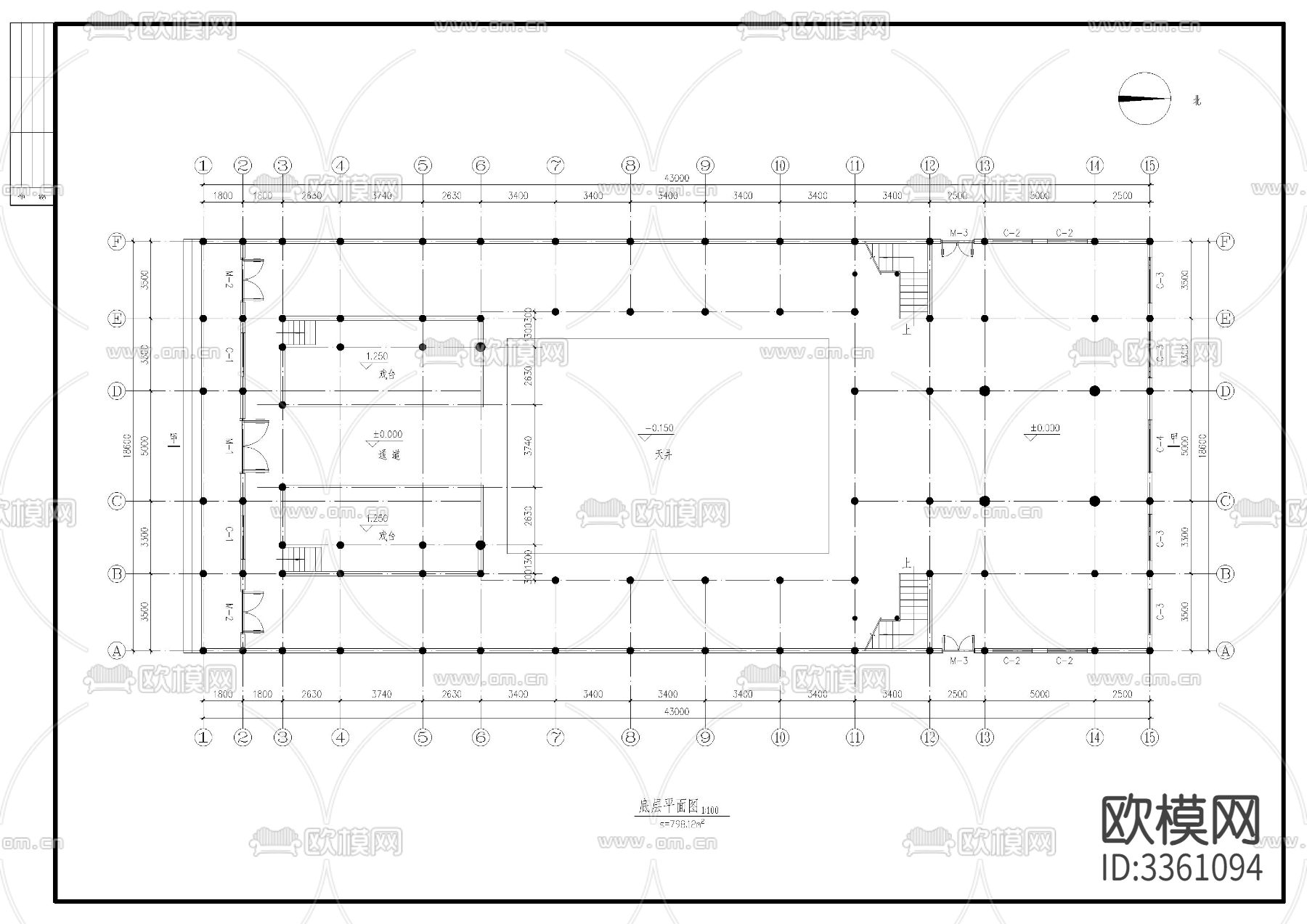 古建筑祠堂戏台CAD施工图下载（渲染图7）