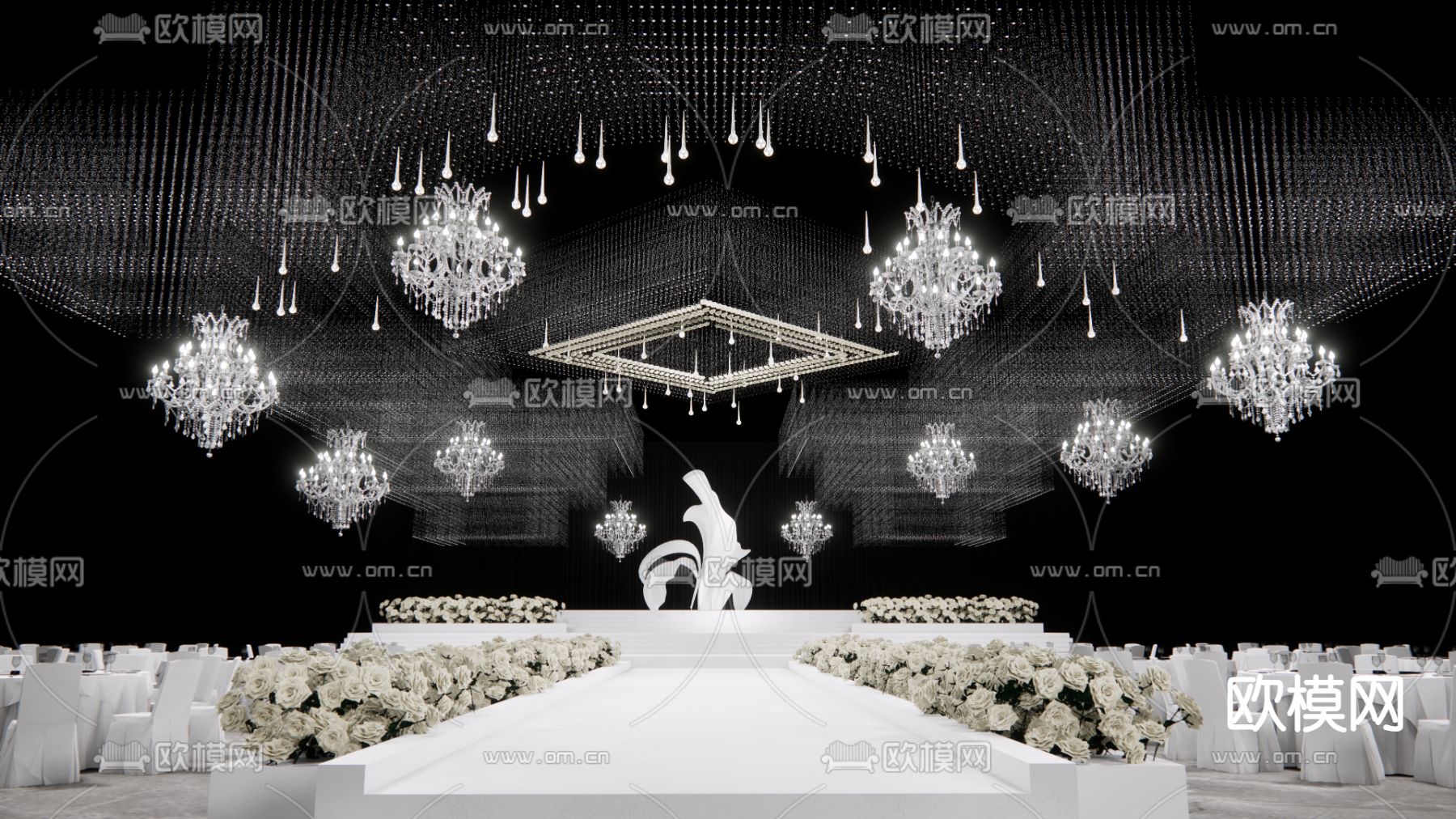 水晶吊顶婚礼su模型下载（渲染图5）