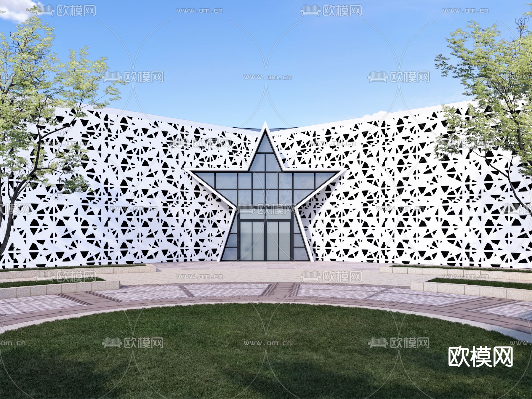 现代展览馆 艺术馆su模型下载（渲染图1）