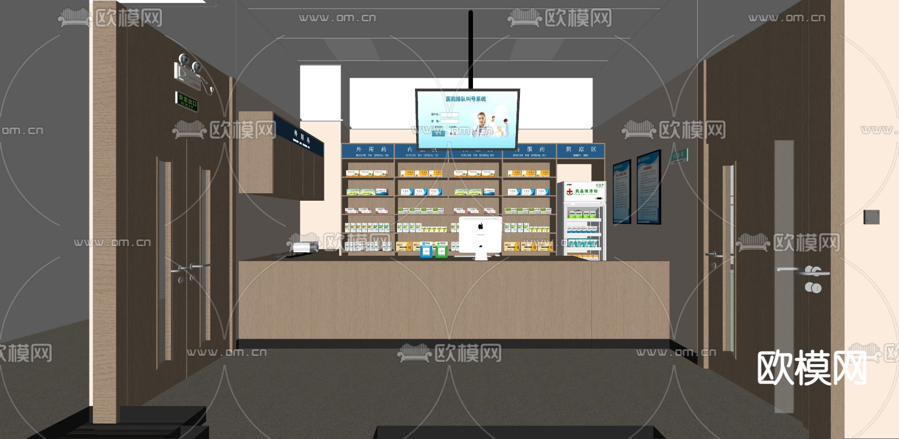 医院诊所 观察室 诊疗室su模型下载（渲染图1）