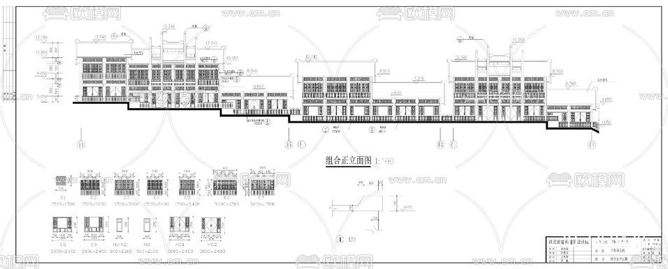 仿古商業(yè)建筑CAD施工圖下載(渲染圖6)