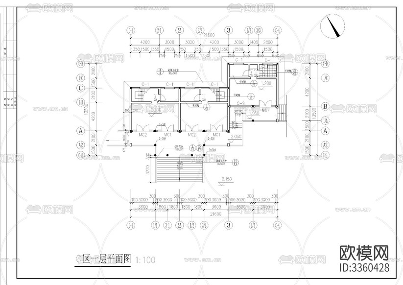 仿古商業(yè)建筑CAD施工圖下載(渲染圖4)