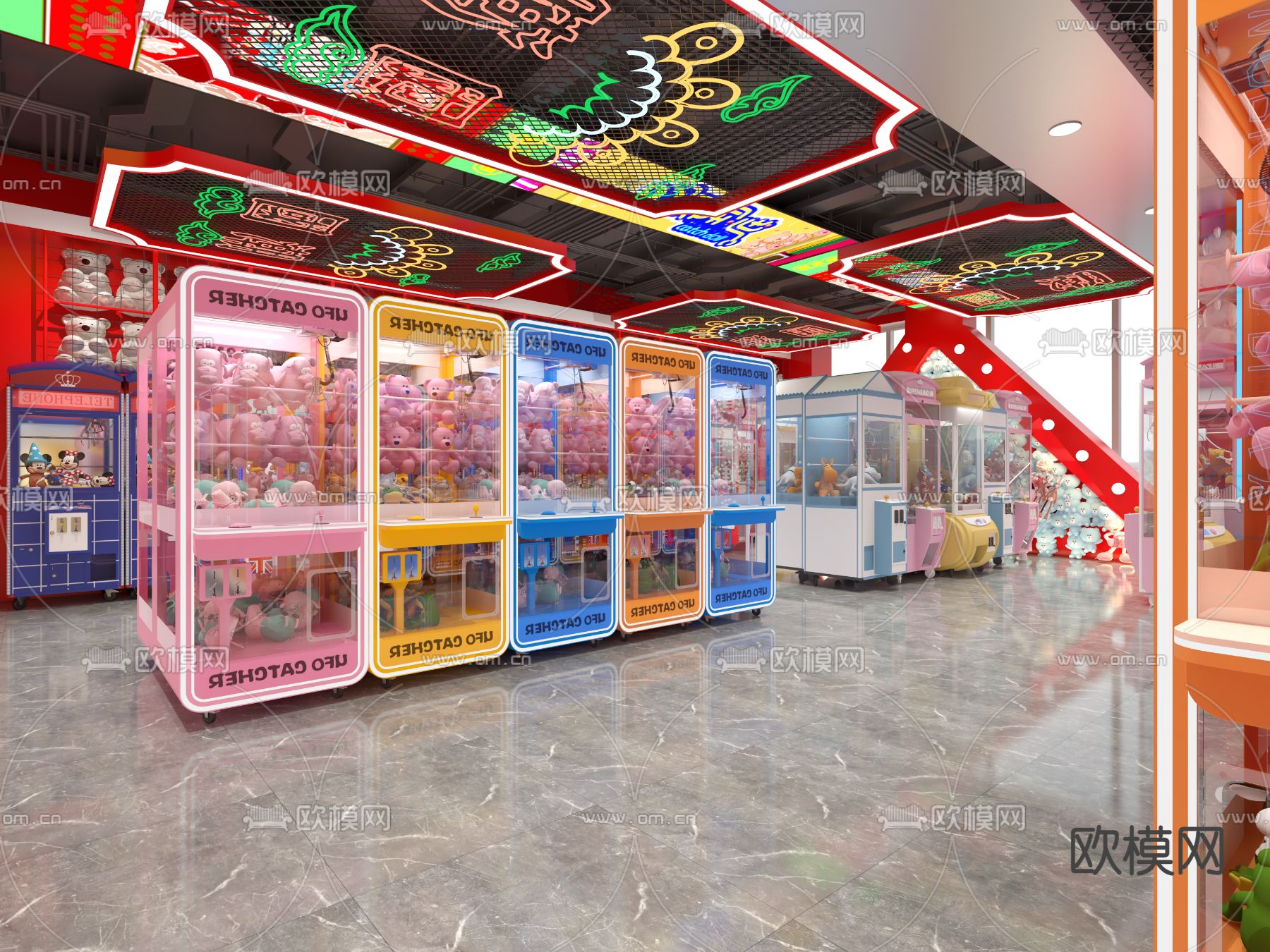 现代娱乐城 抓娃娃店3d模型