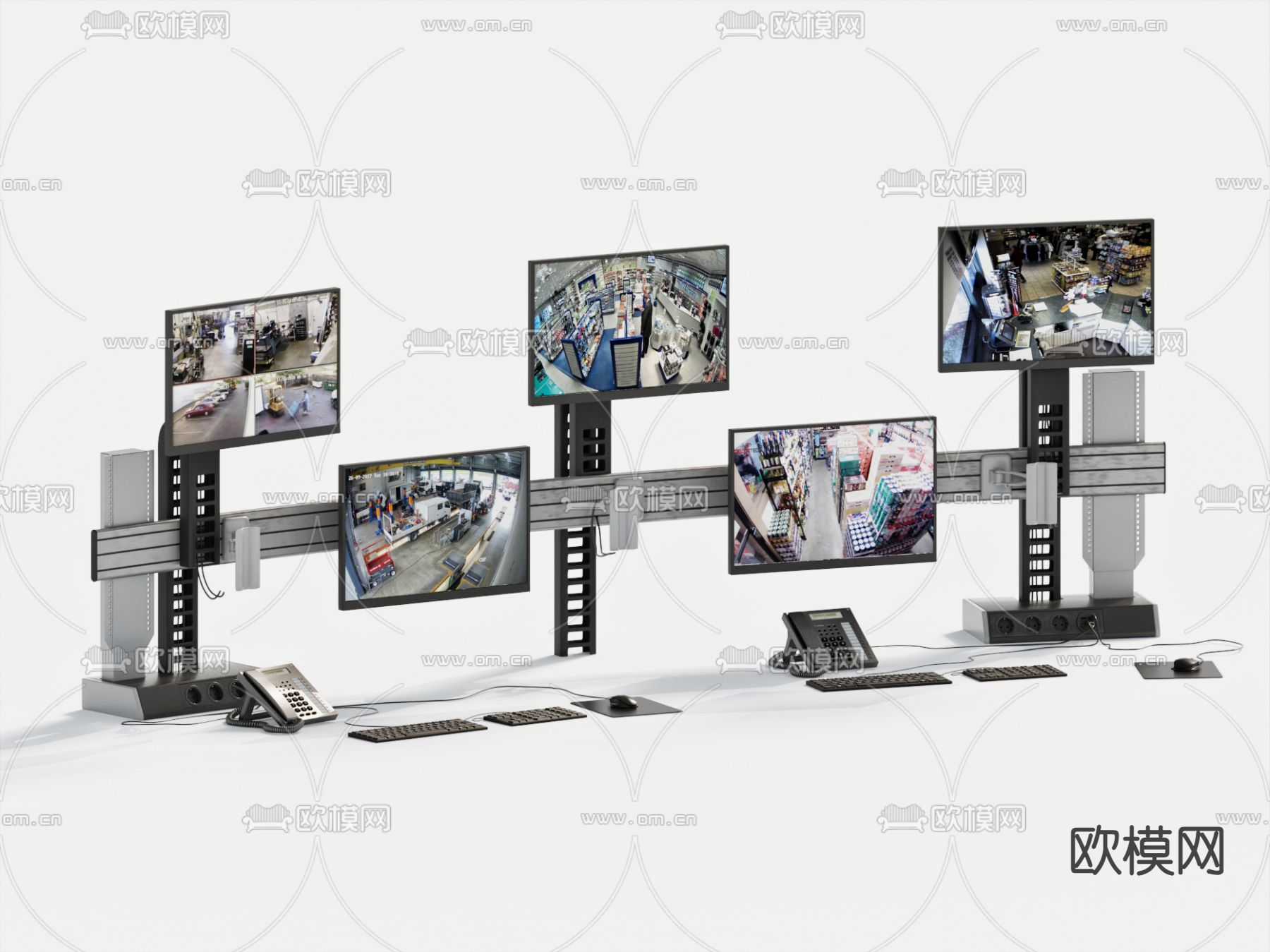 监控 电脑 电话 鼠标3d模型下载