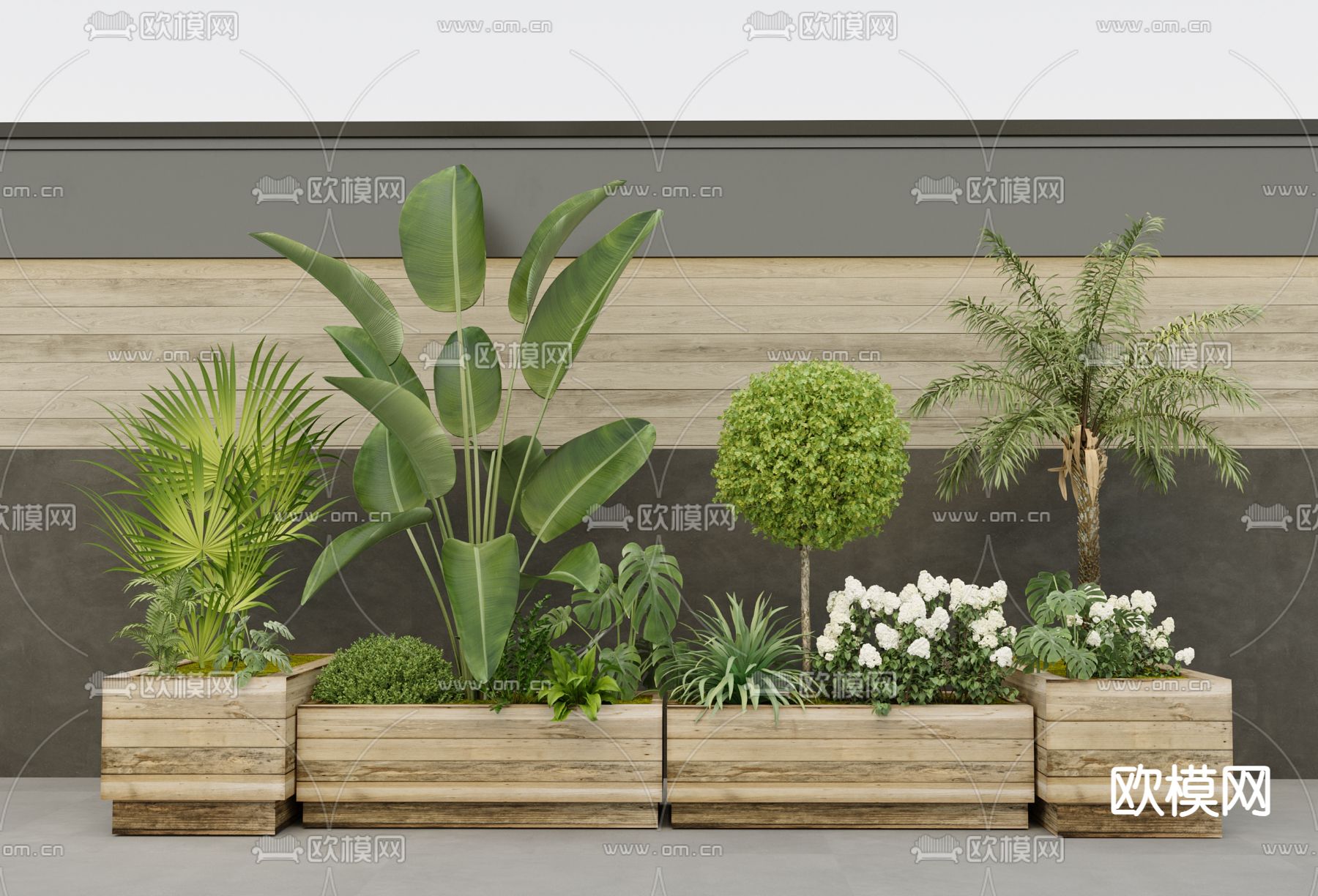 植物堆 花箱su模型下载（渲染图2）