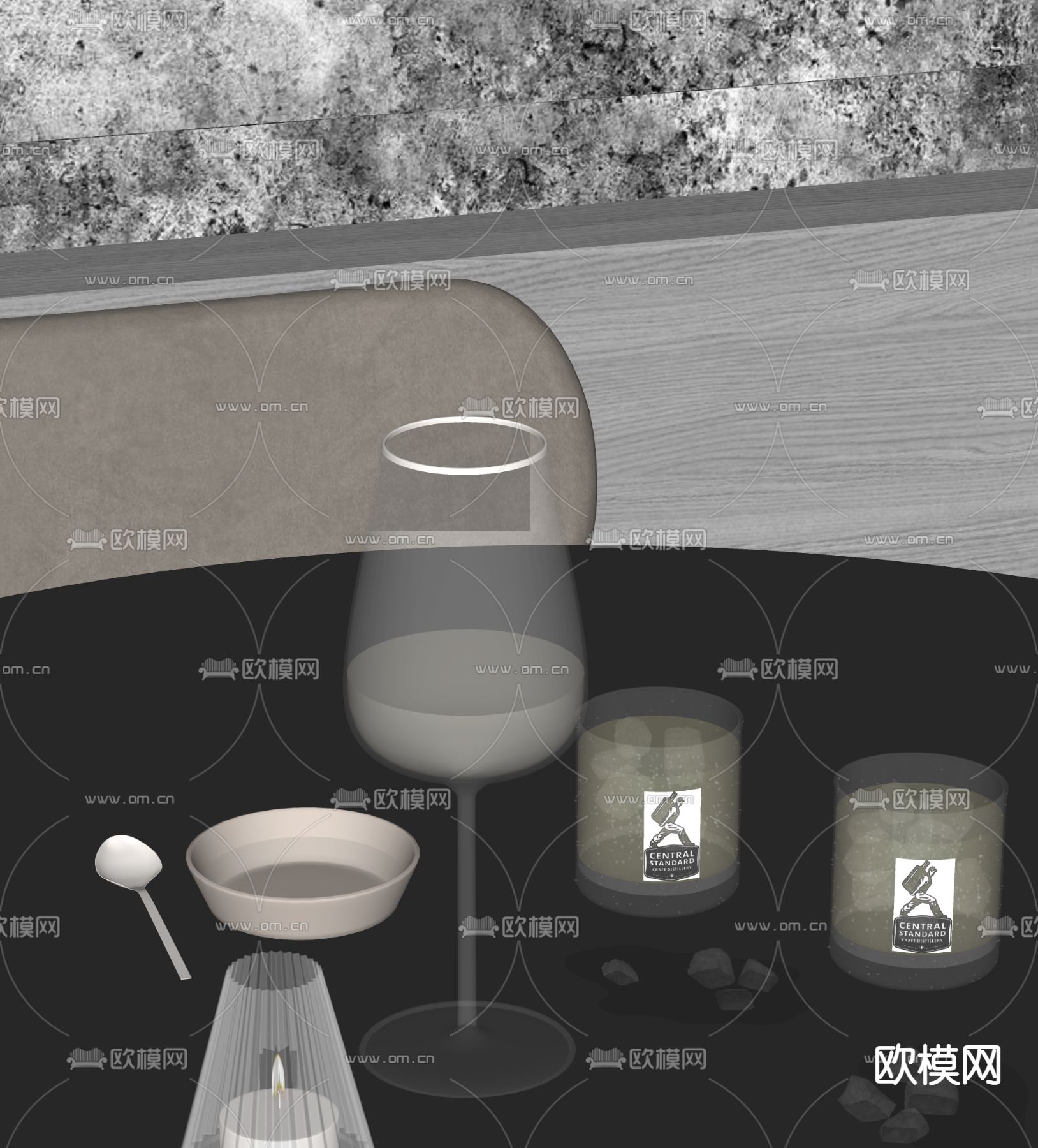 水杯 酒杯 蜡烛su模型下载（渲染图1）