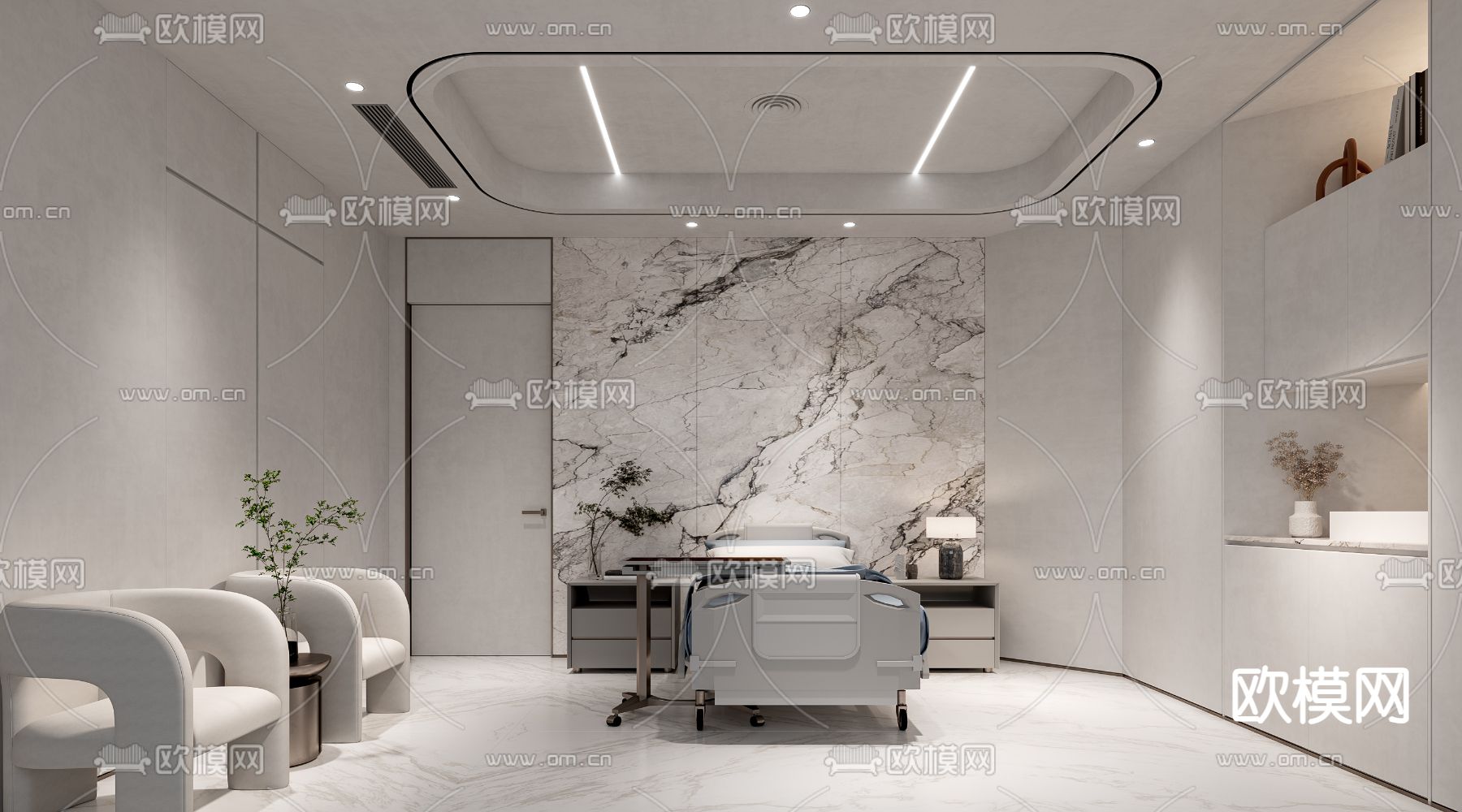 侘寂风留观室 医院病房3d模型下载