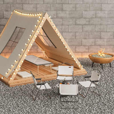  帐篷 露营帐篷 火炉 户外桌椅su模型 