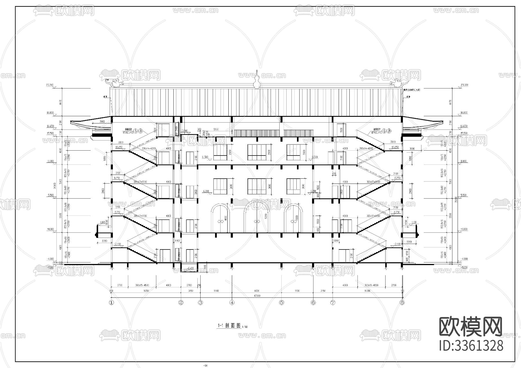 静音寺建筑CAD施工图下载（渲染图2）