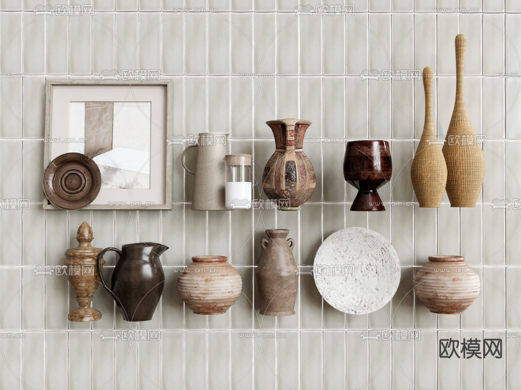 侘寂风陶罐罐子 陶盘 摆件su模型下载（渲染图2）