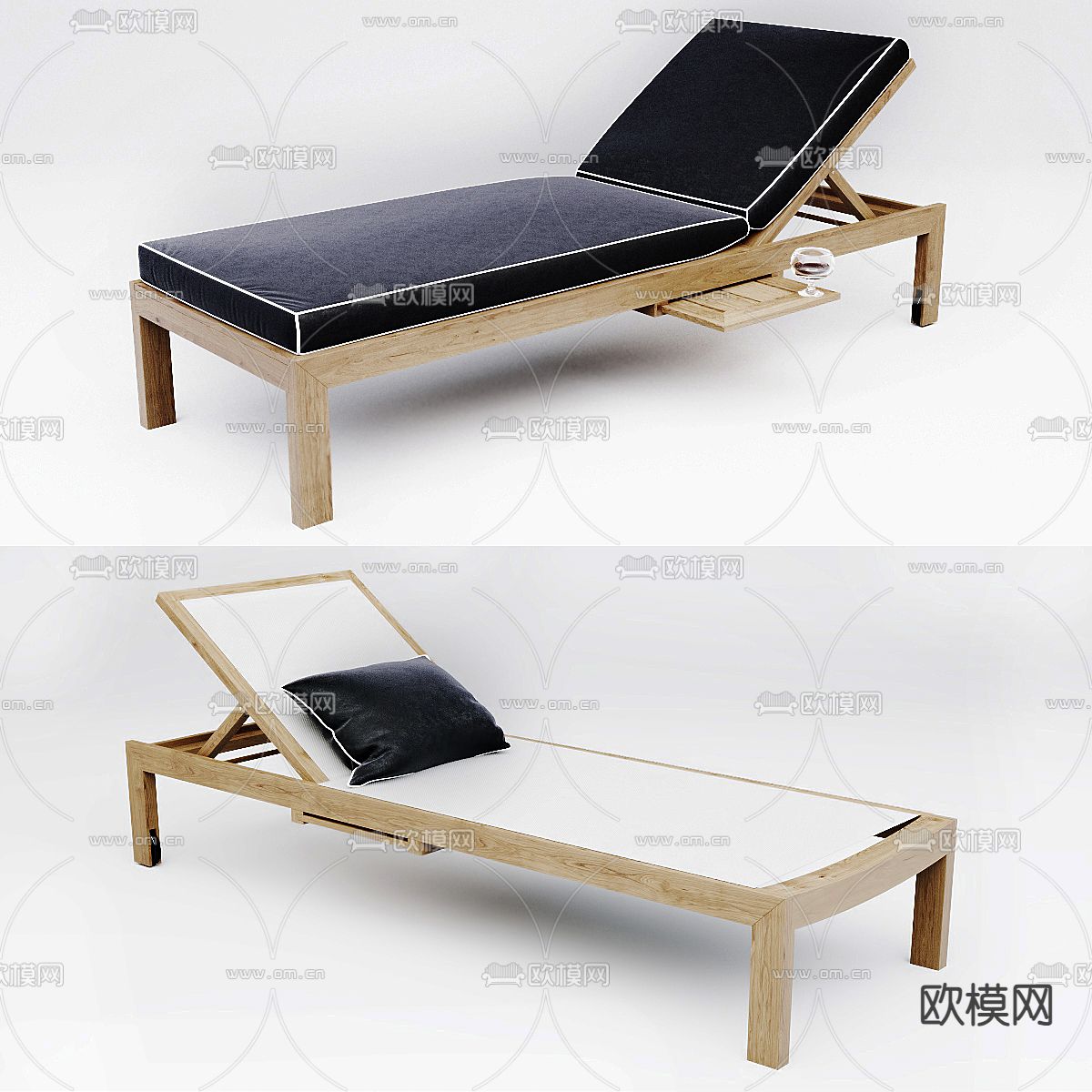 现代沙滩椅 户外椅 躺椅su模型下载（渲染图3）