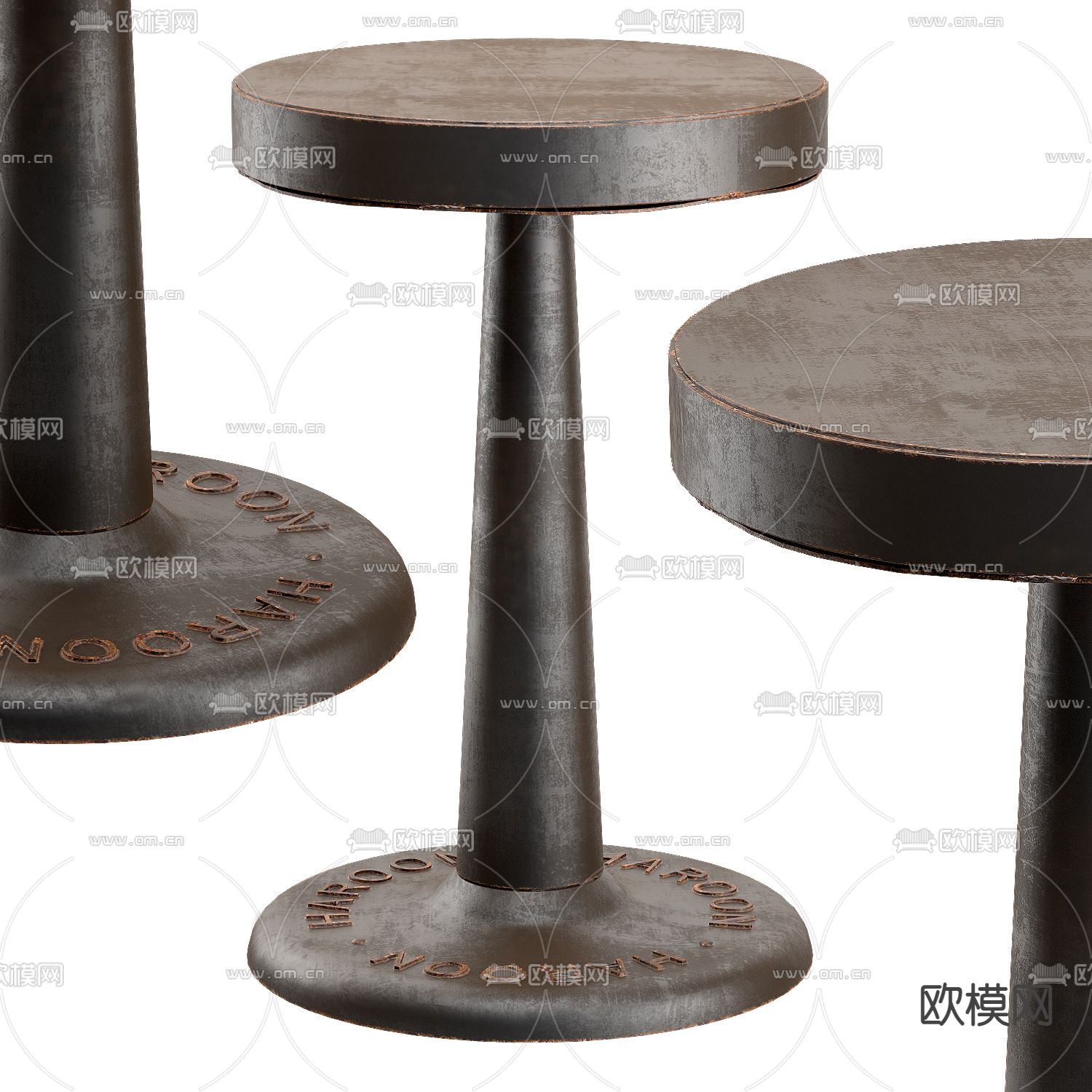 工业风边几 圆几su模型下载（渲染图3）