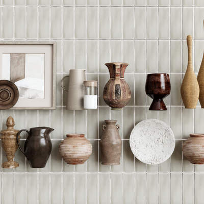  侘寂风陶罐罐子 陶盘 摆件su模型 