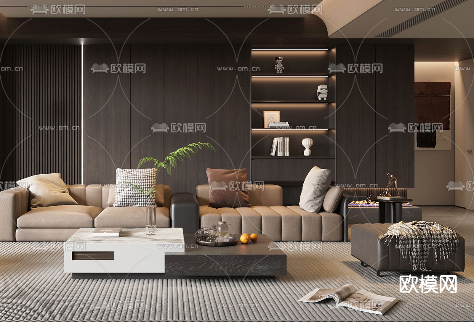 意式客厅3d模型下载（渲染图3）