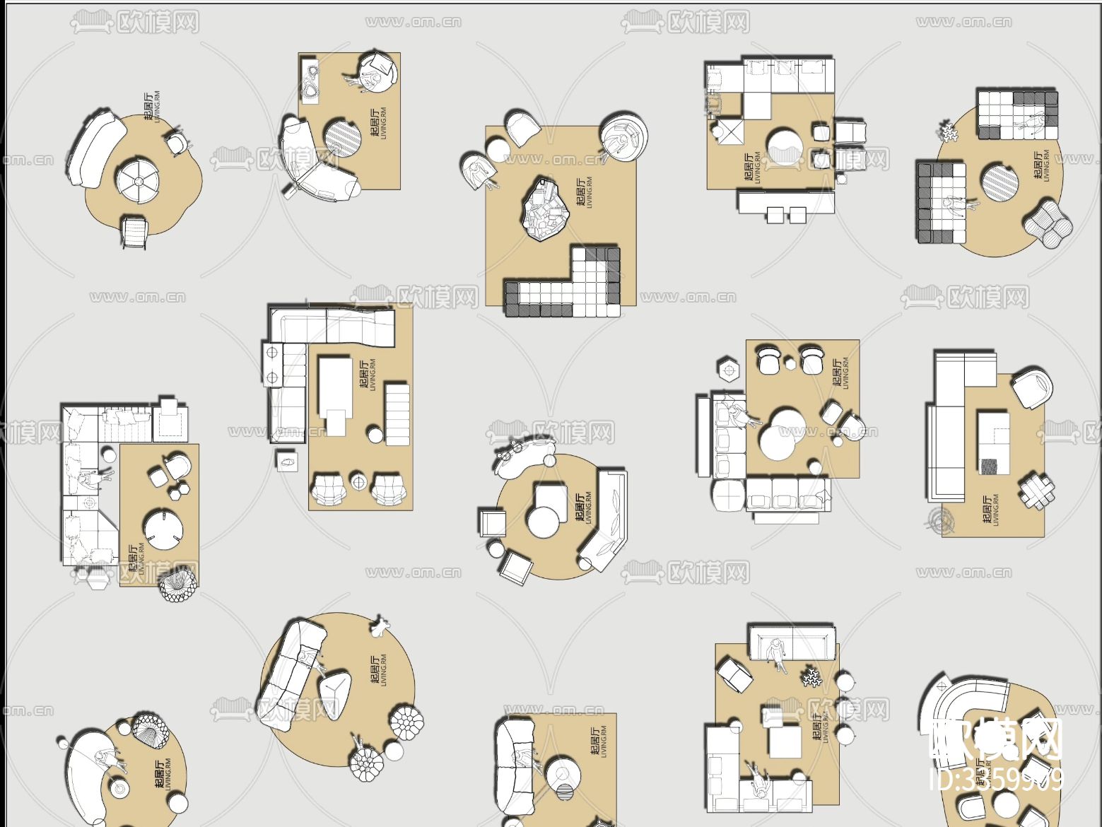 精选百款家具组合cad图库下载（渲染图3）