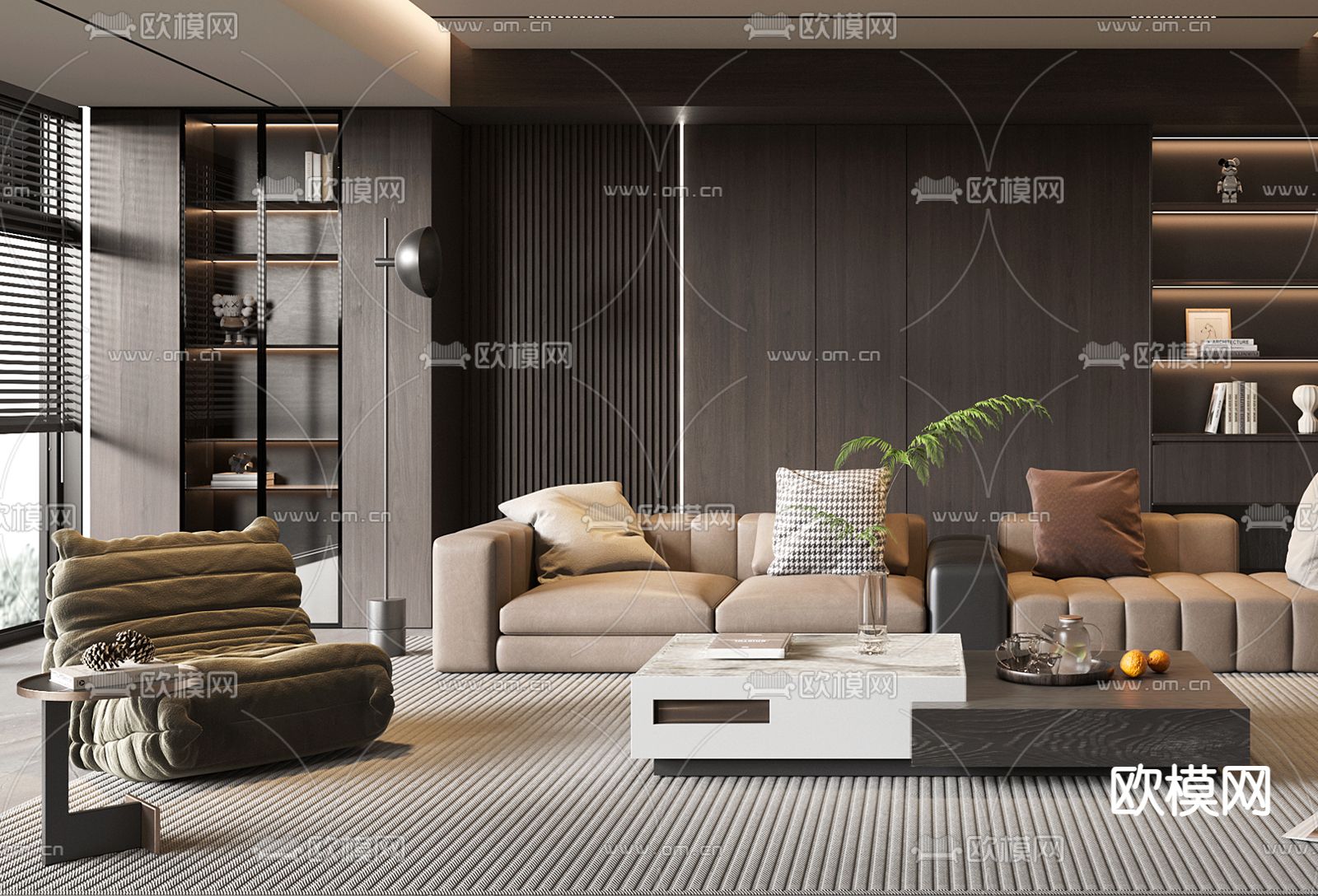 意式客厅3d模型下载（渲染图2）