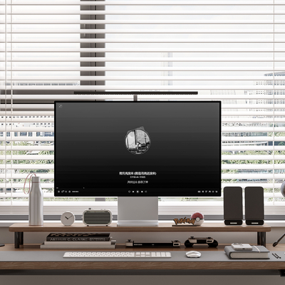 电脑 音响 书籍 台灯su模型