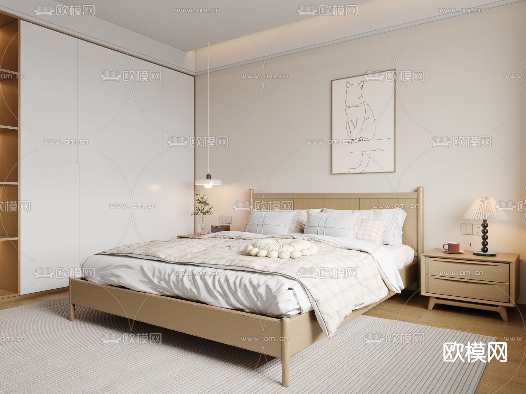 北欧卧室 次卧3d模型下载