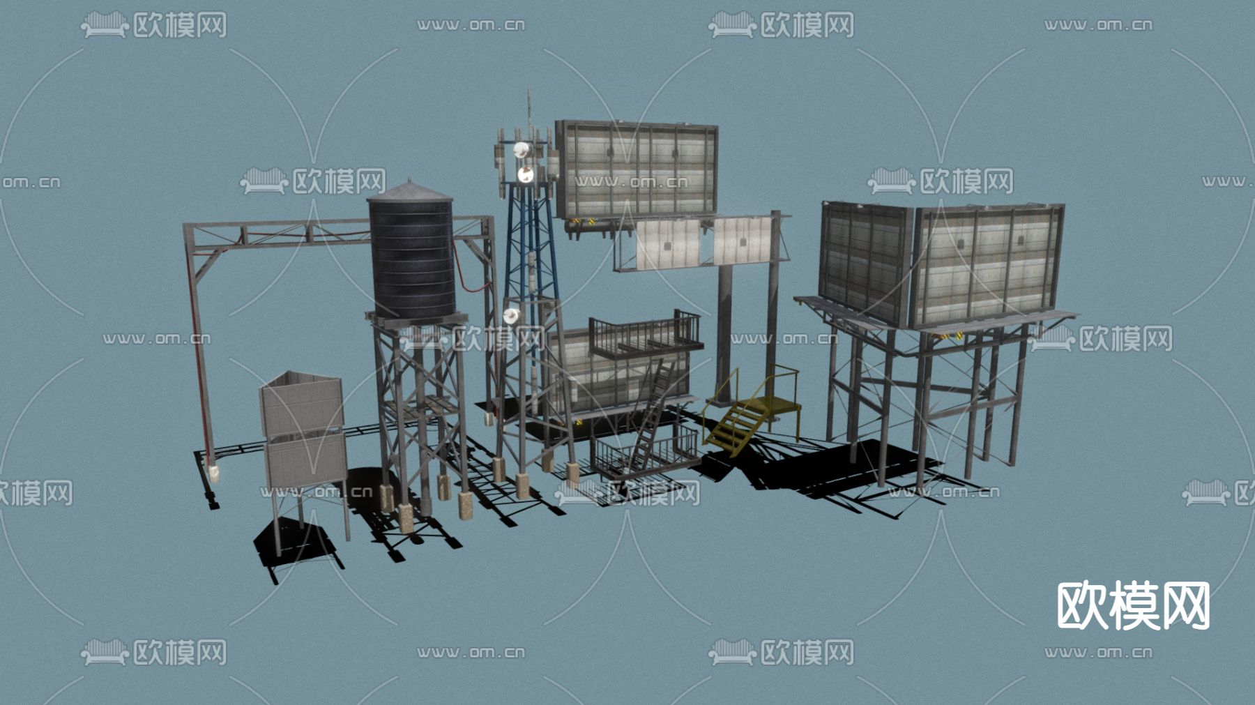 工业风楼梯 铁支架su模型下载（渲染图2）