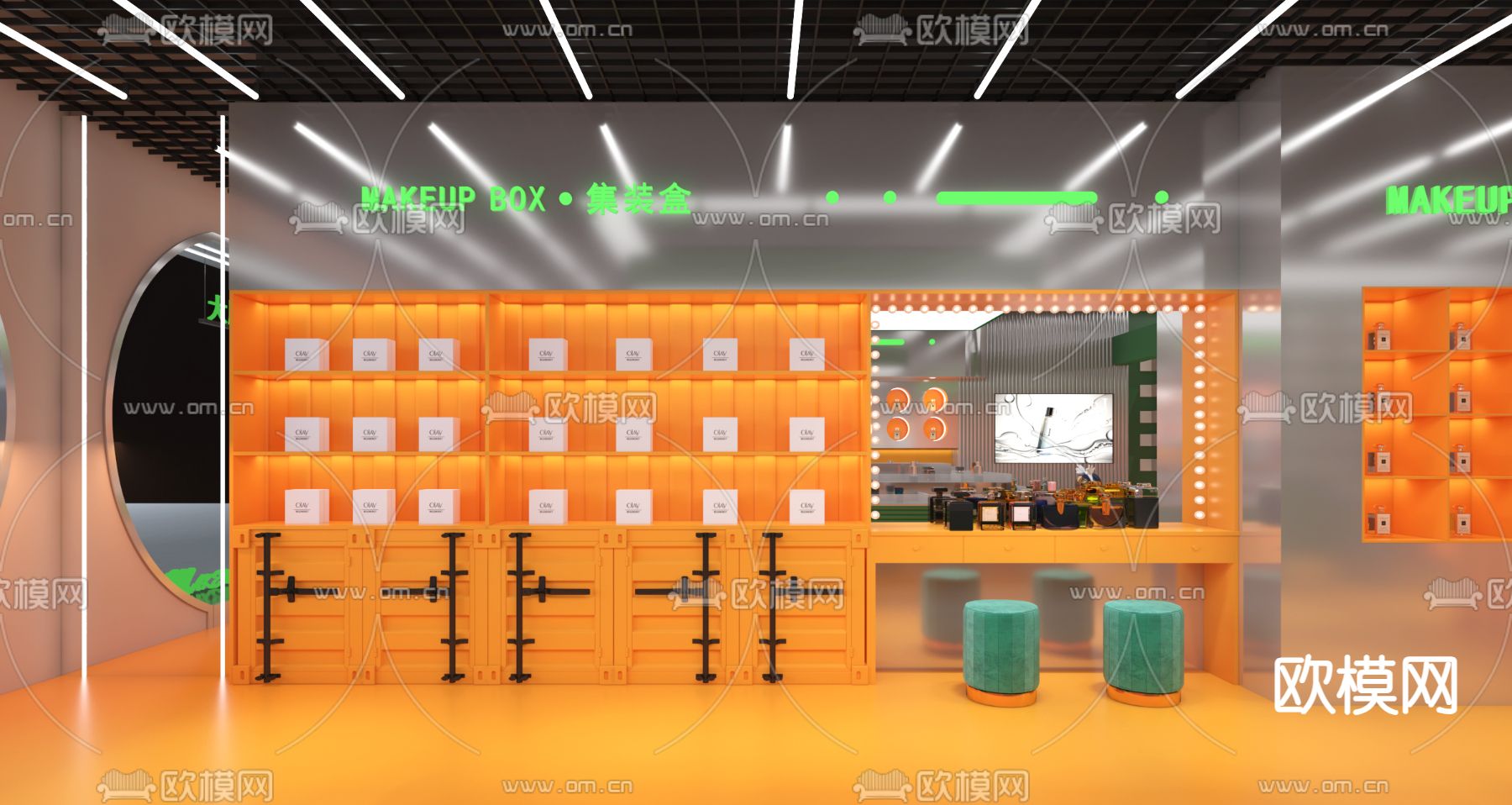 现代美妆店 化妆品店3d模型下载（渲染图2）
