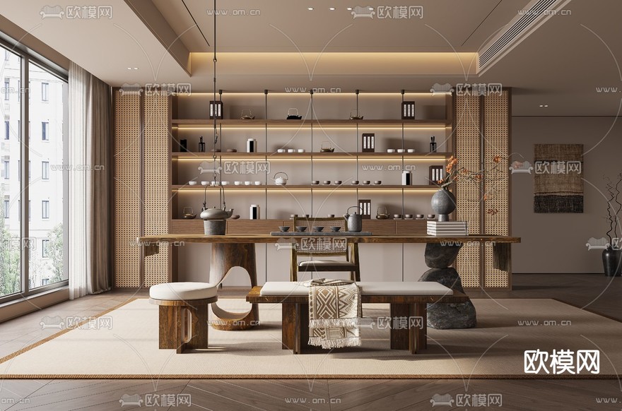 侘寂风茶室3d模型下载_ID15308586_3dmax免费模型-欧模网