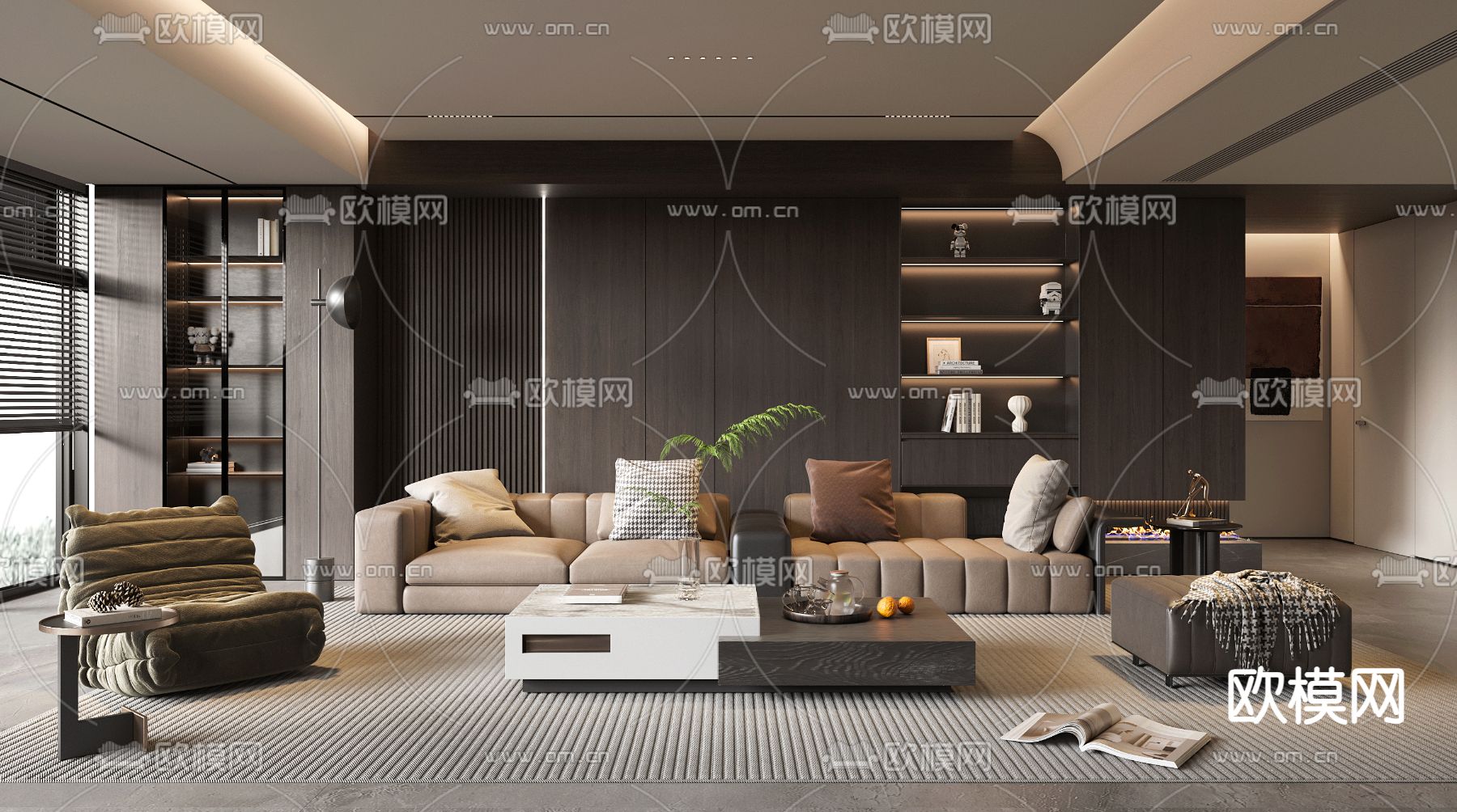 意式客厅3d模型下载（渲染图1）