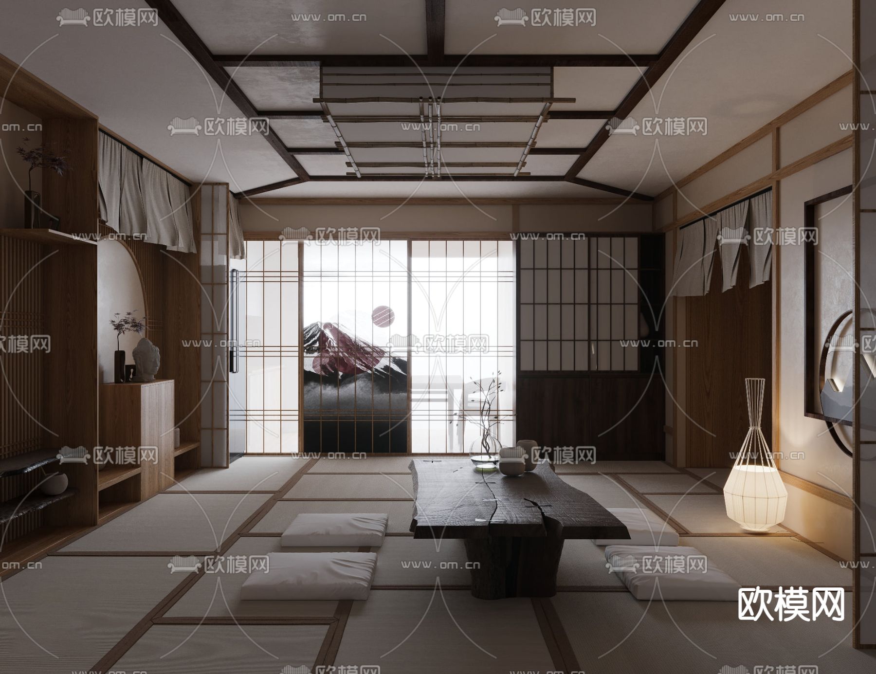 日式榻榻米茶室3d模型下载（渲染图3）