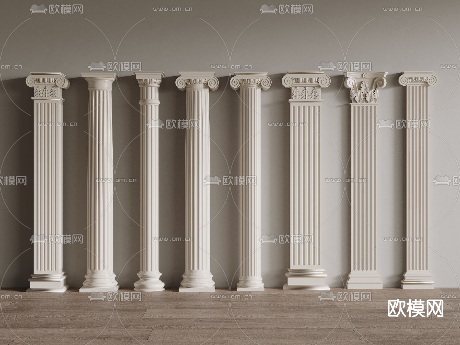 法式柱子 罗马柱 方柱 圆柱3d模型下载