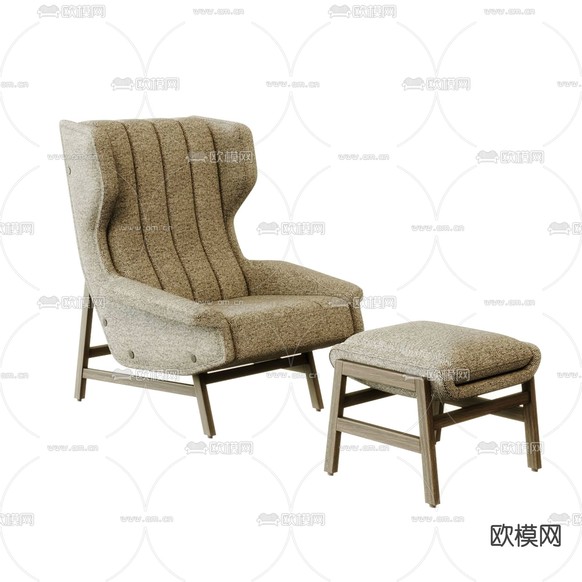 休闲椅 脚踏3d模型下载