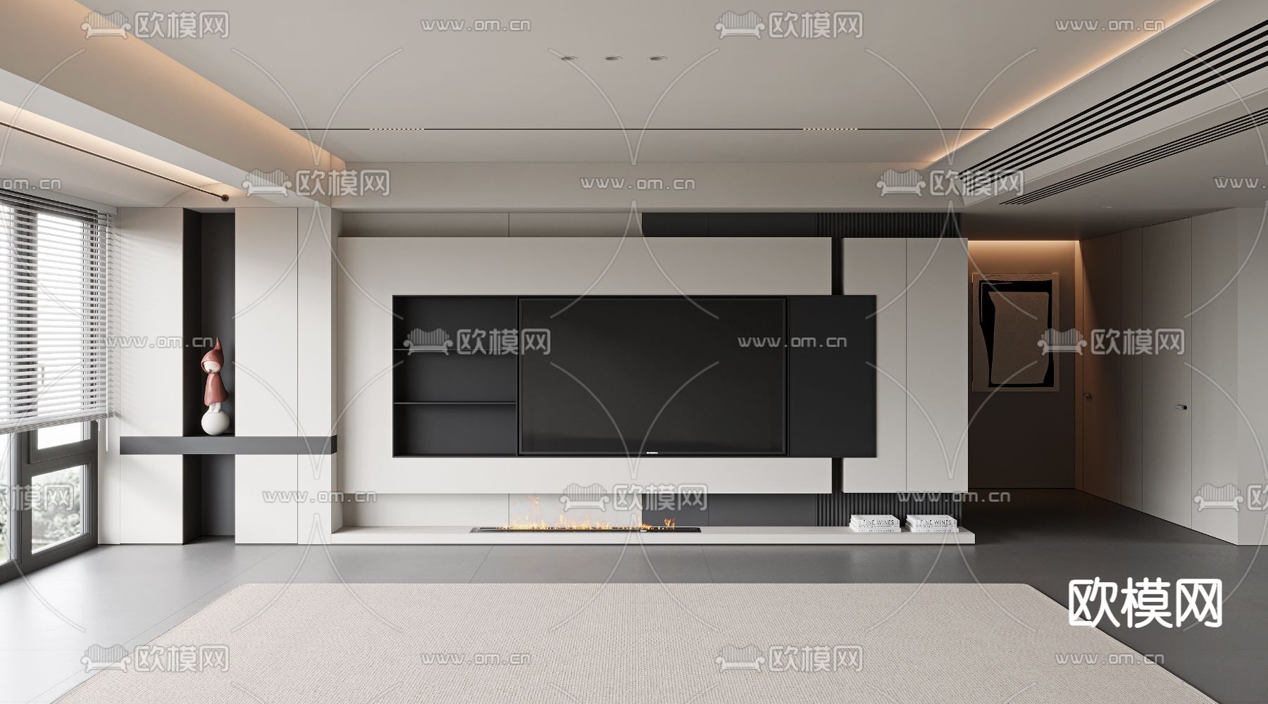 现代电视背景墙3d模型下载