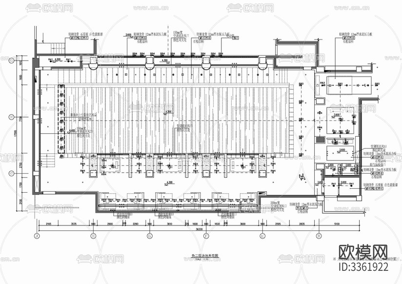 650㎡游泳池及休閑區(qū)室內(nèi)裝飾 休閑娛樂 游泳會所cad施工圖下載(渲染圖3)