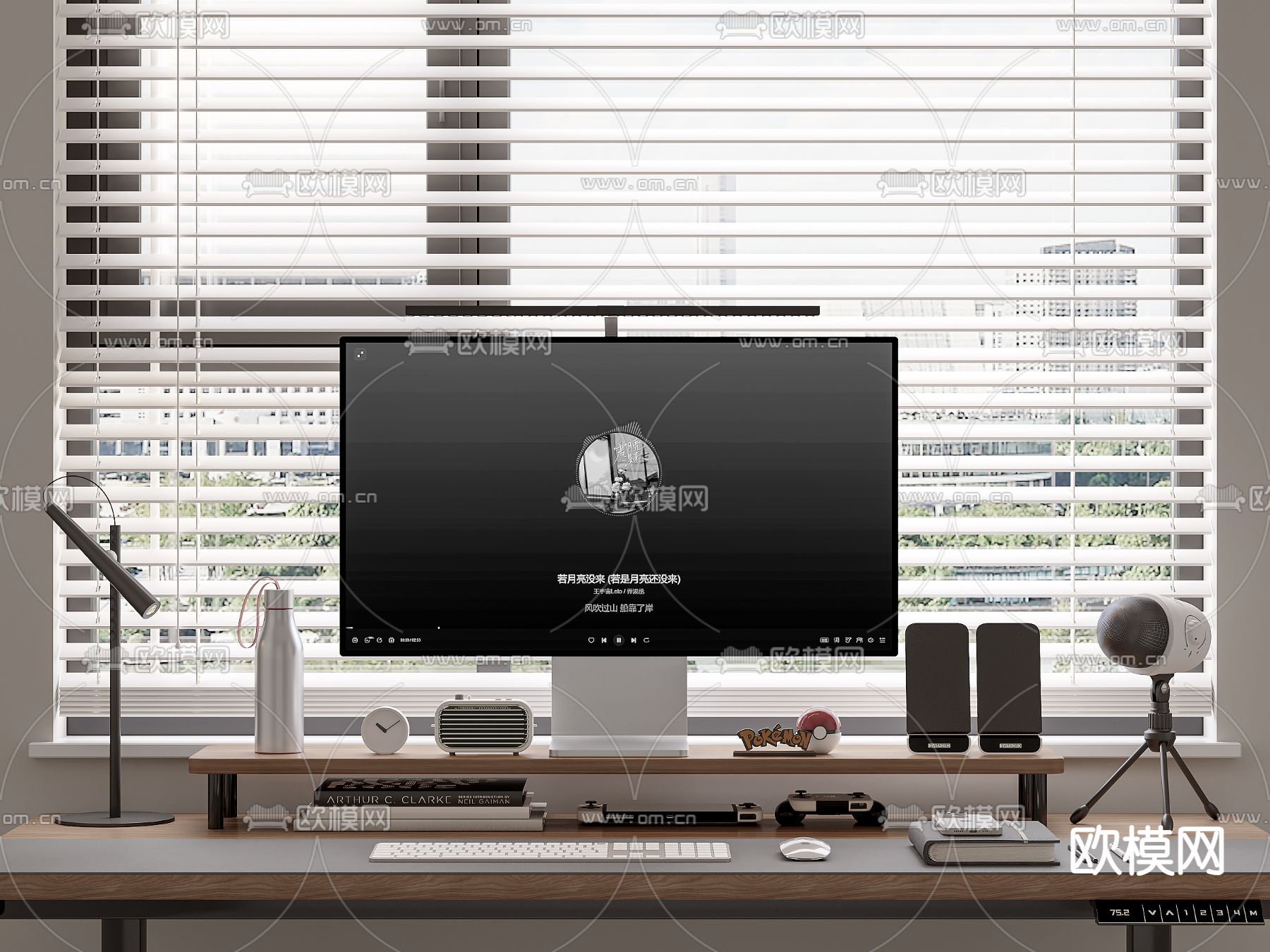 电脑 音响 书籍 台灯su模型