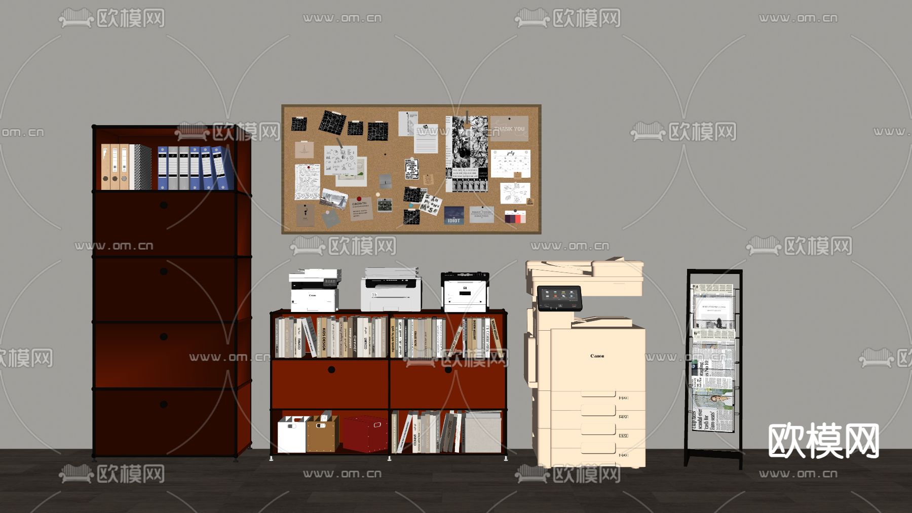 文件柜 打印机 刊架su模型下载（渲染图1）