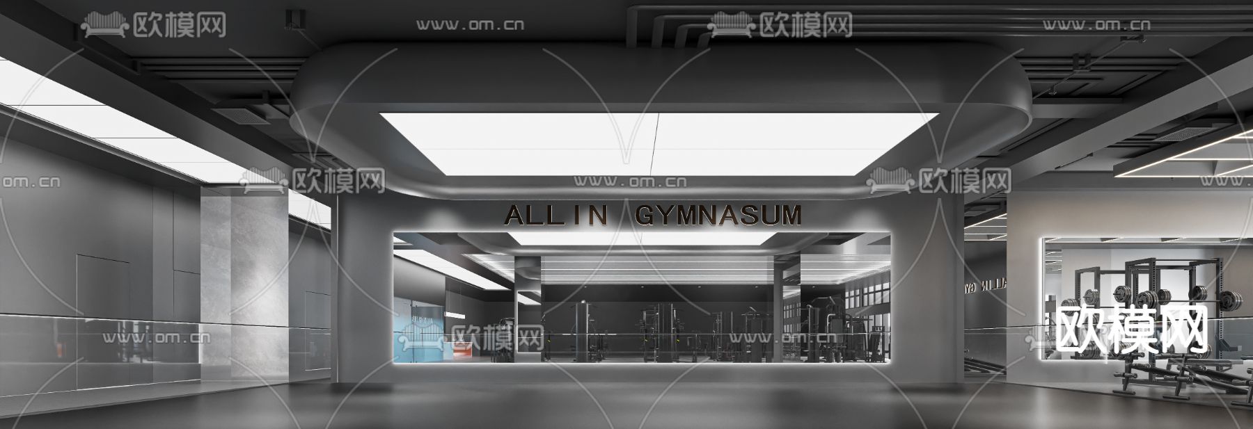 高级灰健身房3d模型下载（渲染图3）