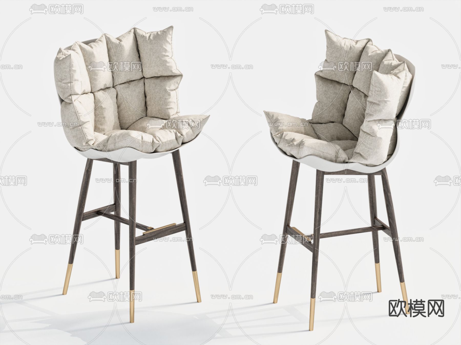 现代吧椅 高脚凳 吧台凳su模型下载（渲染图2）