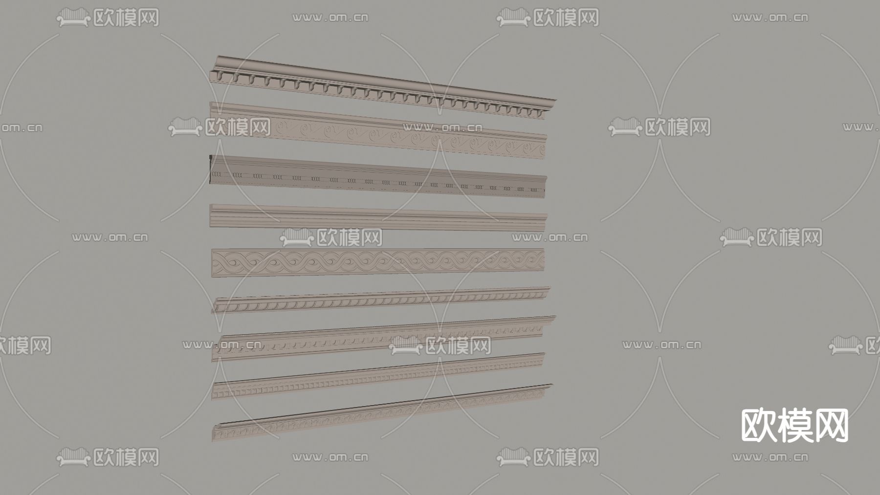 法式雕花石膏线su模型下载（渲染图1）